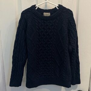 L.L. Bean Kids Navy Cable Knit Sweater, Size S/8